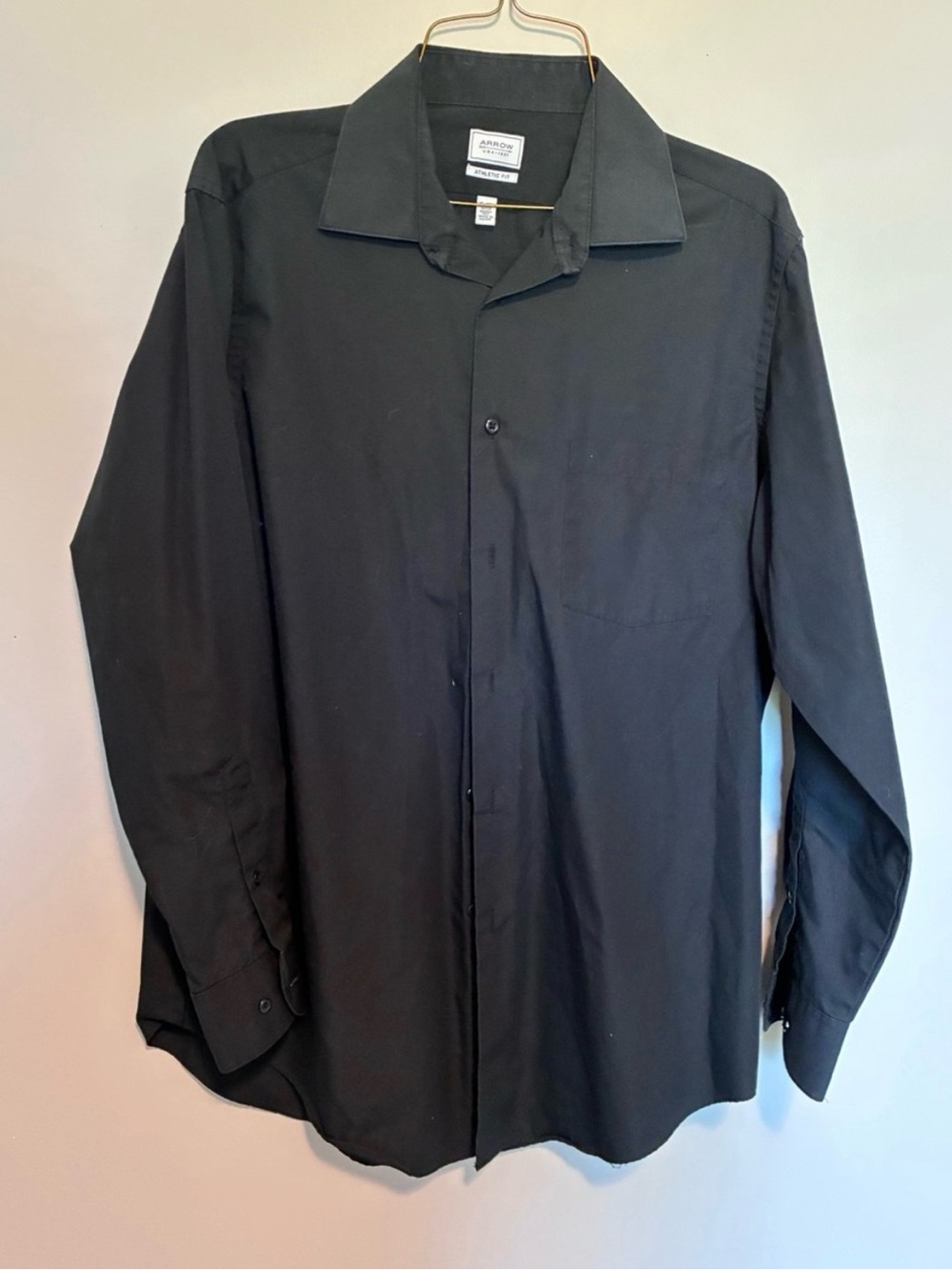 Arrow USA 1851 Black Dress Shirt Men’s 15-15.5 32/33 Athletic Fit Wrinkle Free
